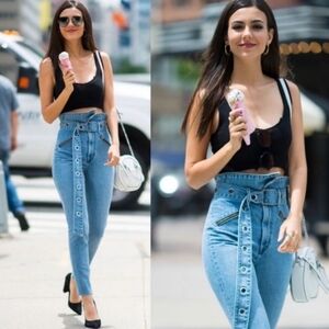 GRLFRND Mia paper bag belted jeans 29